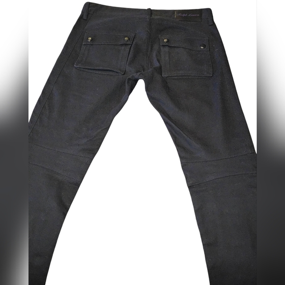 Ralph Lauren Purple Label 32 Black Cargo Biker Moto Zipper Jeans Italy Rare - Picture 7 of 11